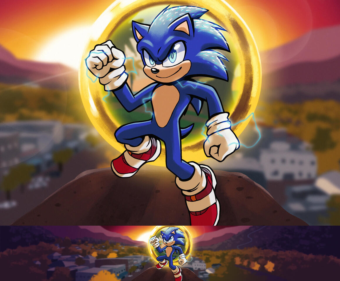 YouTube banner (+ closeup) commission for MovieSonicYT