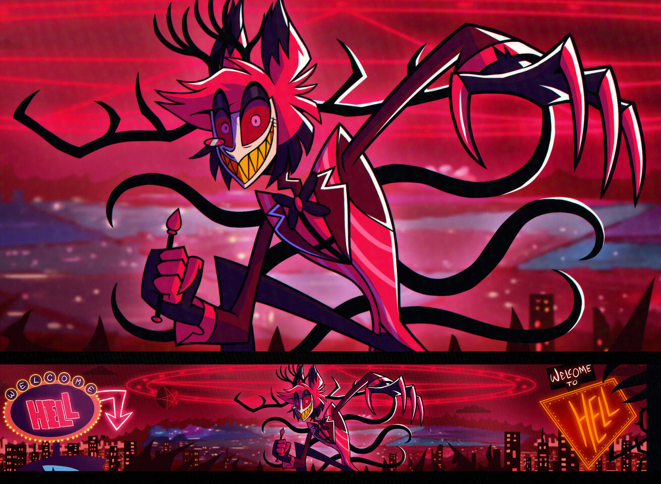 YouTube banner (+ closeup) commission for RadioDemonYT